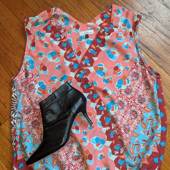 Alison Joy women's faux wrap v-neck blouse L silky - Picture 2 of 11